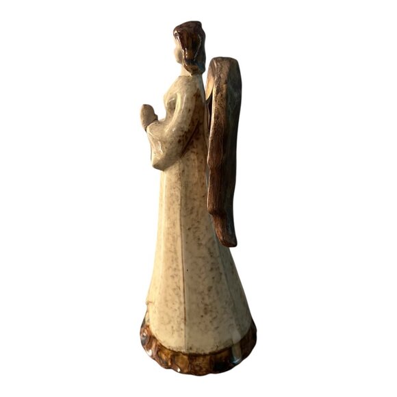 Pier 1 Angel Figurine Ceramic Beige & Brown Christmas 10”x 4.5” - Picture 4 of 6
